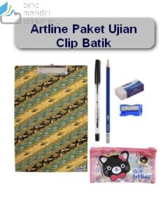 Contoh peralatan kantor Artline Paket Ujian Clip Batik Rautan Pensil,Penghapus Pensil,Pensil,Clipboard Batik dan gambarnya