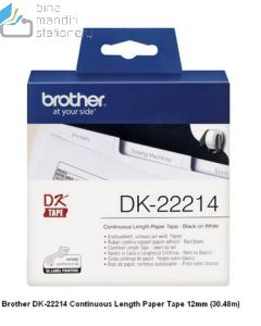 Gambar perlengkapan sekolah Brother DK-22214 Continuous Length Paper Tape 12mm 30.48m P-touch Tape dan aneka katalog Brother (tape) grosir