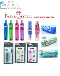 Gambar Faber-Castell Correction Tape QJR 506 Barrel Pink + 1 Refill (169452R) Tipex kertas pita koreksi bonus refill isi ulang merek Faber Castell