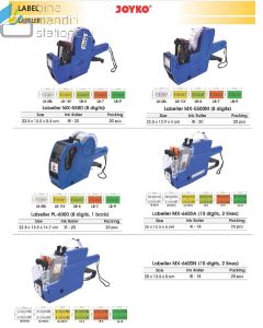 Contoh Joyko MX-5500 | MX-5500M | MX-6600A | MX-6600N | PL-6000 Alat Mesin Cetak Label Harga 1 baris / 2 baris merek Joyko