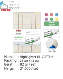 Jual Texliner Stabilo Pewarna/Penanda Tulisan Joyko Highlighter HL-72PTL-6 termurah harga grosir Jakarta